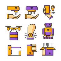 Untact or Contactless Technology Icon Set vector