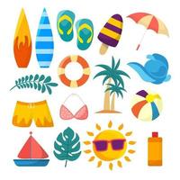 conjunto de iconos de elementos de verano vector