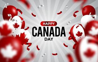 feliz día de canadá con concepto de globo realista vector