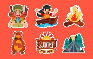 Set of Summer Camp Stickers vector