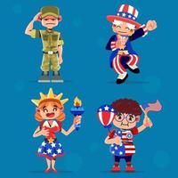 conjunto de personajes americanos vector