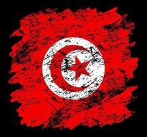 Fondo de pincel de grunge de bandera de Túnez. Ilustración de vector de bandera de pincel viejo. concepto abstracto de origen nacional.