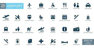 Abstract icons on the theme of airport - Vector