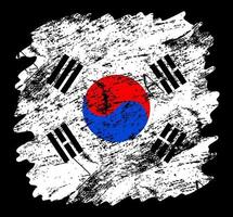 south korea flag grunge brush background. Old Brush flag vector illustration. abstract concept of national background.