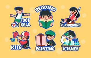 Set of Stickers for Fun Activity at School