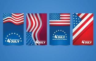 Fourth July Independence Day with American Flag Card Collection vector