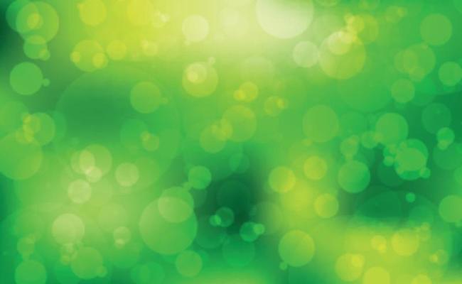 Multicolored blurry bokeh on a green background