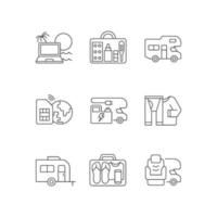 Travel linear icons set vector