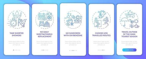 Sustainable tourism ideas onboarding mobile app page screen with concepts vector