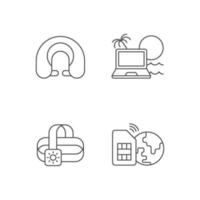 Nomadic lifestyle linear icons set vector