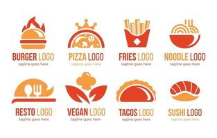 colección de logos de comida plana vector