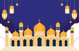 Flat Ramadan Mosque Background vector