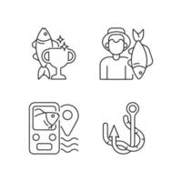 Fishing linear icons set vector