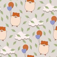 Seamless pattern about hamster holding balloons vector