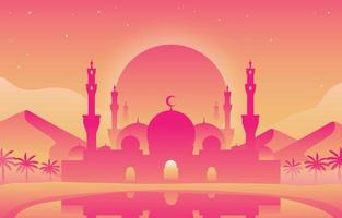 Beautiful Pink Mosque Background vector