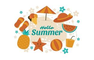 Summer elements background vector