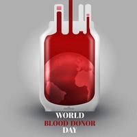 ilustración realista de bolsa de sangre para el día mundial del donante de sangre vector