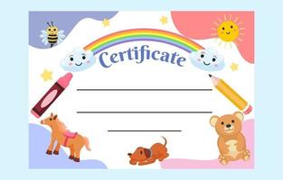 Kids certificate template with cute characters vector