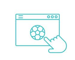 icono de fútbol de computadora en línea. Esquema de fútbol en línea icono vectoriales para diseño web aislado sobre fondo blanco. vector