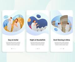 Hajj guide step by step user interface kit vector illustration