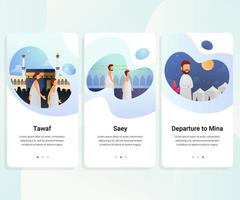 Hajj guide step by step user interface kit vector illustration