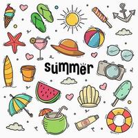 Summer doodle line art style hand drawn vector illustration