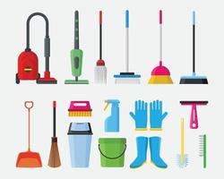 Cleaning service tools equipment object element vector illustration