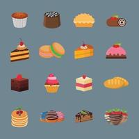 Colección de iconos de tortas con diferentes tipos de ilustración vectorial vector