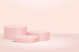 Cylinder pink background 3d vector podium and product display scene to show product