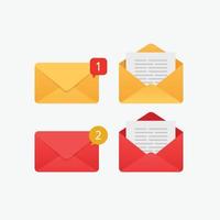 Nuevo mensaje de notificación de notificación por correo electrónico e icono de bandeja de entrada de lectura vector