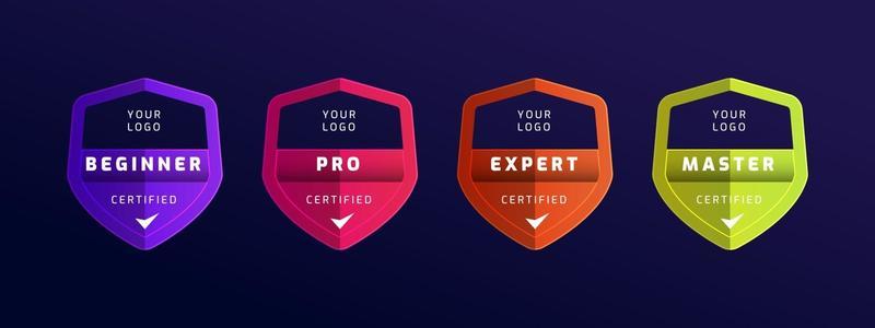 Certified badge logo with shield shape template set