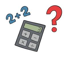 Cartoon Vector Illustration of Calculator Wrong Math and Question Mark