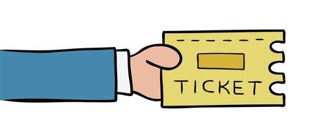Cartoon Vector Illustration of Man Holding Ticket