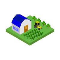 Isometric Farm On White Background vector