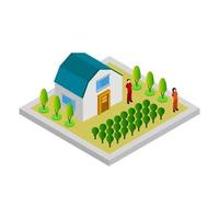 Isometric Farm On White Background vector