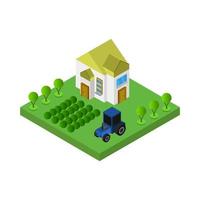 Isometric Farm On White Background vector