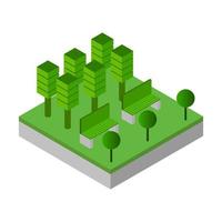 Isometric Park On White Background vector