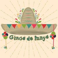 Decorated mexican hat with ornaments Cinco de mayo poster vector