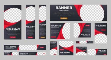 Set of corporate web banners of standard size vector