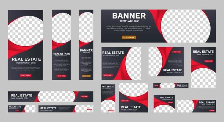 Set of corporate web banners of standard size