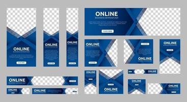 conjunto de banners web de seminarios de negocios en línea vector