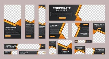 conjunto de plantillas de banners web corporativos de tamaño estándar con concepto negro vector