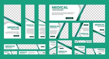 Conjunto de banners web médicos de tamaño estándar con un lugar para fotos. vector