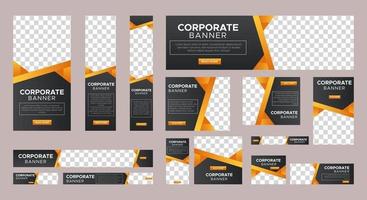 conjunto de plantillas de banners web corporativos de tamaño estándar con concepto negro vector