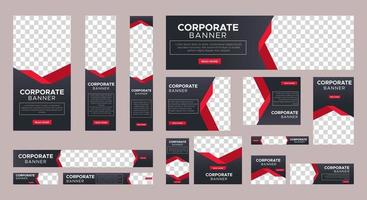 conjunto de plantillas de banners web corporativos de tamaño estándar con concepto negro vector