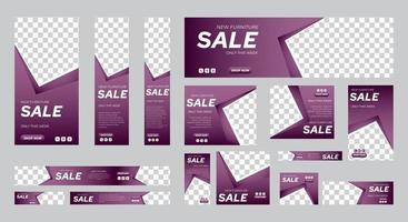 conjunto de plantillas de banners web de venta de tamaño estándar con lugar para fotos vector