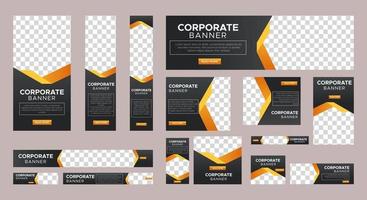 conjunto de plantillas de banners web corporativos de tamaño estándar con concepto negro vector