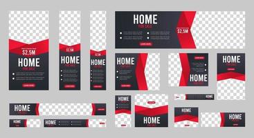 Collection of Home for sale web banners template of standard size vector