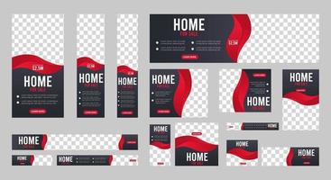 Collection of Home for sale web banners template of standard size vector