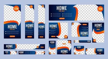 Collection of Home for sale web banners template of standard size vector